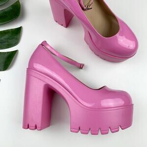 McKoine Bubblegum Pink Platform Heels Chunky Lolita Valentines Women's 39 US 8.5